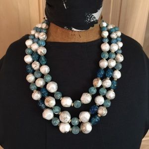 Beautiful Vintage Three Strand Necklace   206